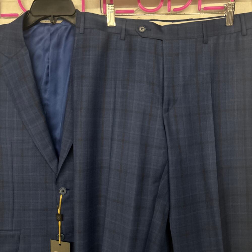 NEW 2 PC SUIT $1995 Canali Sz 38 EU 48 blue check plaid print sport coat blazer - Picture 12 of 13